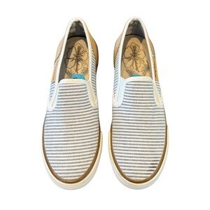 Tommy Bahama Canvas Slip On Shoes Sneaker Casual Blue White Stripe Women’s 7.5